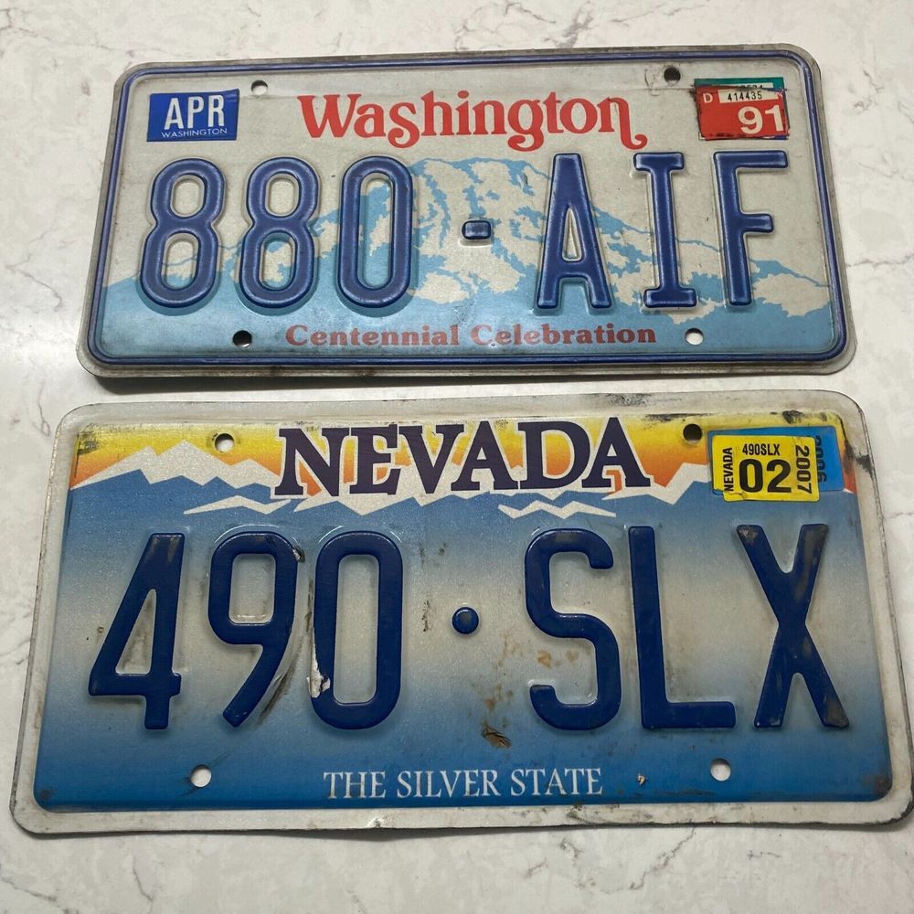 United State Nevada and Washington Motor Vehicle License Plate - Lot of 2‎